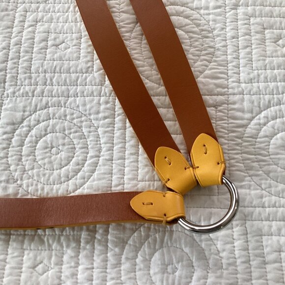 RALPH LAUREN Vachetta Leather Crescent O-Ring Equestrian TRI-STRAP Waist Belt Si - Picture 15 of 16